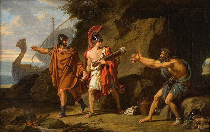 ulysses and neoptolemus taking hercules arrows from philoctetes